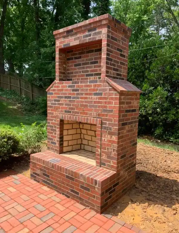 brick outdoor fireplace