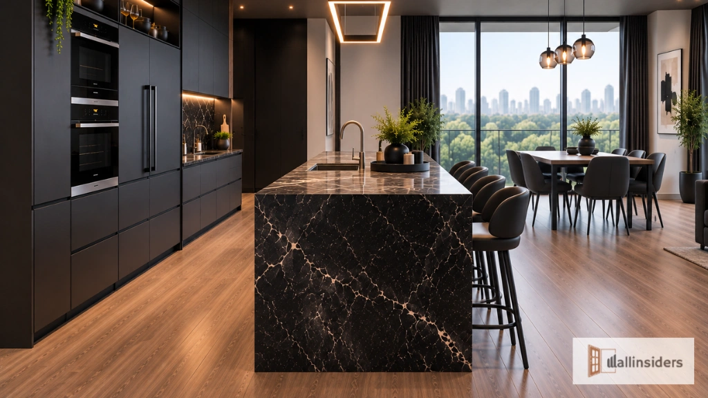 Contemporary Black Kitchen with Smart Storage