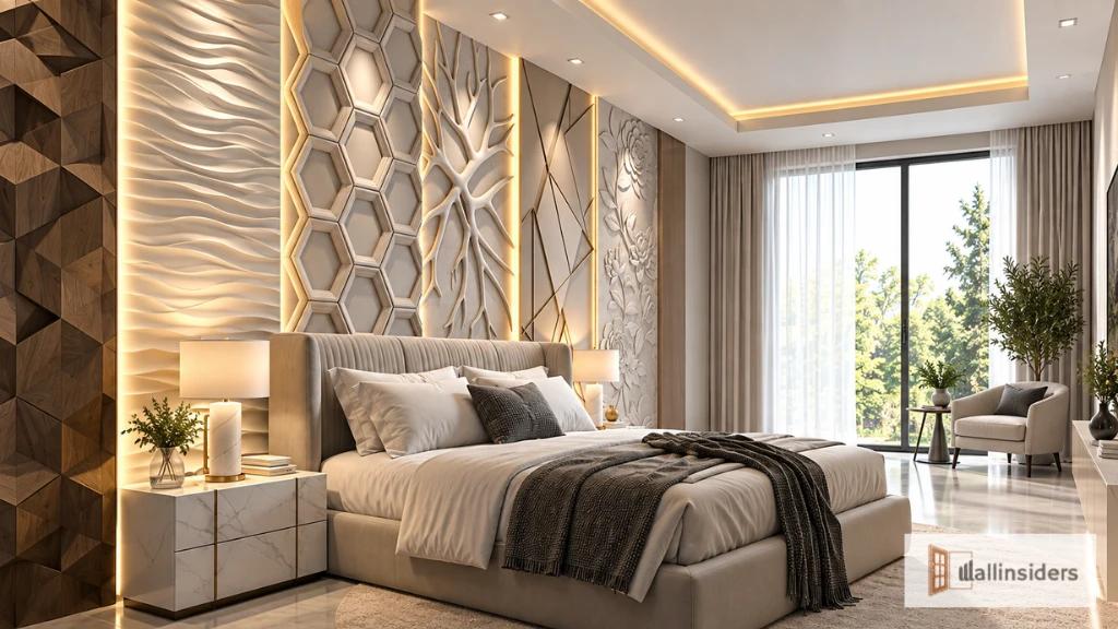 Elegant 3D Wall Panel Design with Textured Patterns