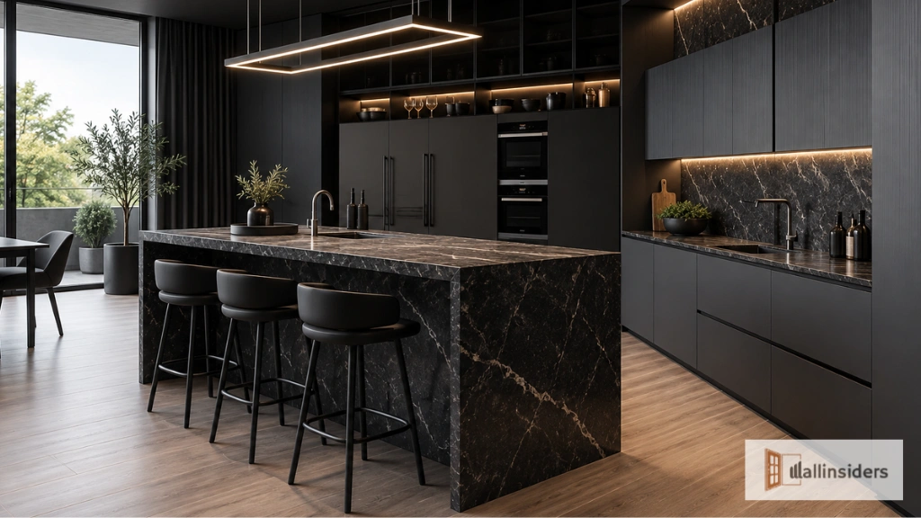 Elegant Black Kitchen with Stylish Cabinets