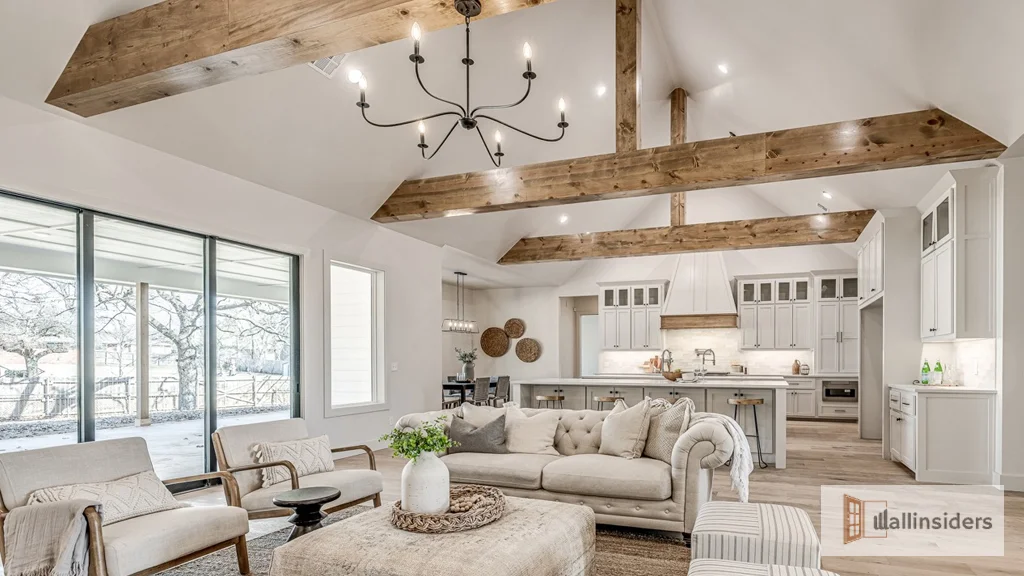 Elegant Vaulted Ceiling Design with Exposed Beams