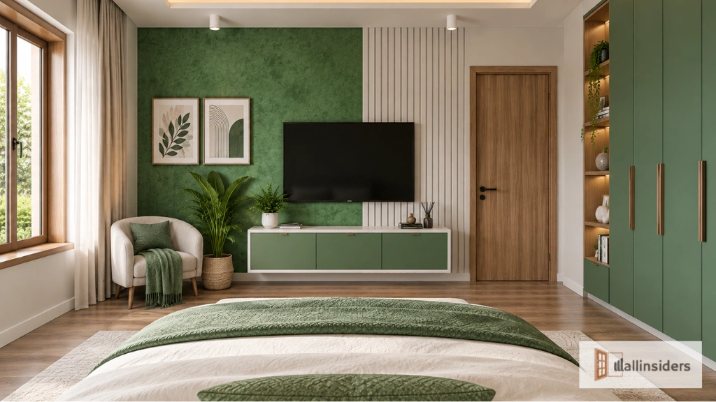 Luxury Dark Green Bedroom with Creative Lighting