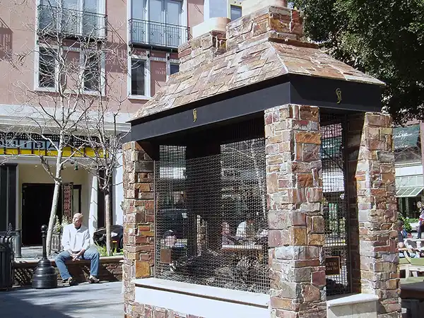 stone outdoor fireplace