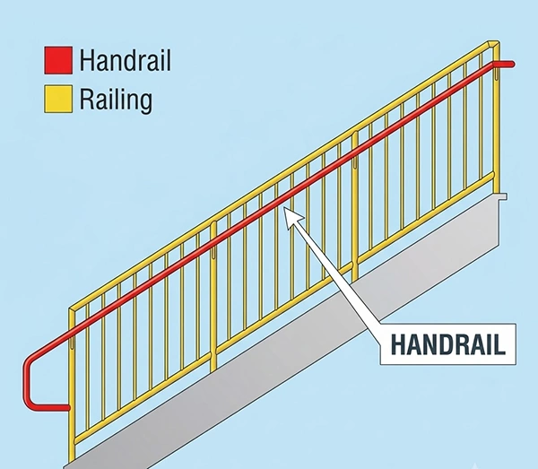 A picture showing the handrail in the staircase