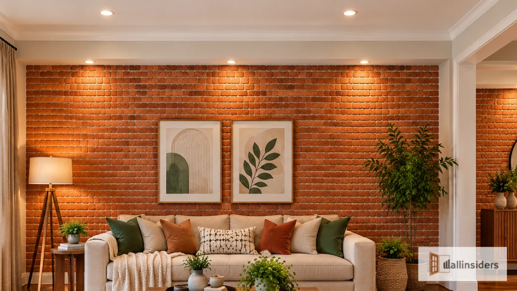Luxury Brick Feature Wall with Creative Lighting