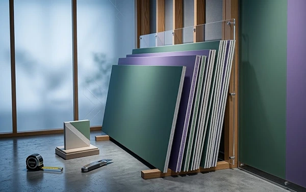 a set of Sheetrock placed against the wall
